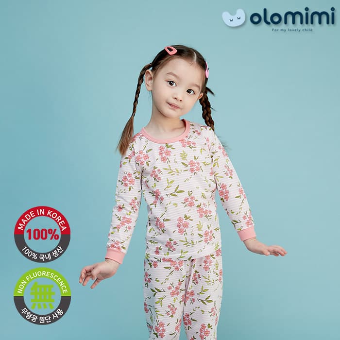 _OLOMIMI_ KOREA 22SS Kids Pajamas_sleepwear_Long_sleeves Jacquard_Floral